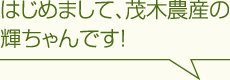 はじめまして、茂木農産の輝ちゃんです！